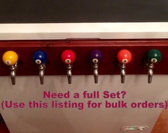 Beer Keg Tap, A full set of new pool balls made into Keg Handles, Threaded into the ball, numbers 1 thru 15 + cue, get 40% bulk discount