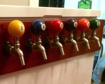 Beer Keg Tap - New pool balls made into Beer Keg Tap Handles - Threaded into the ball,  for your kegerator.  Man Cave.