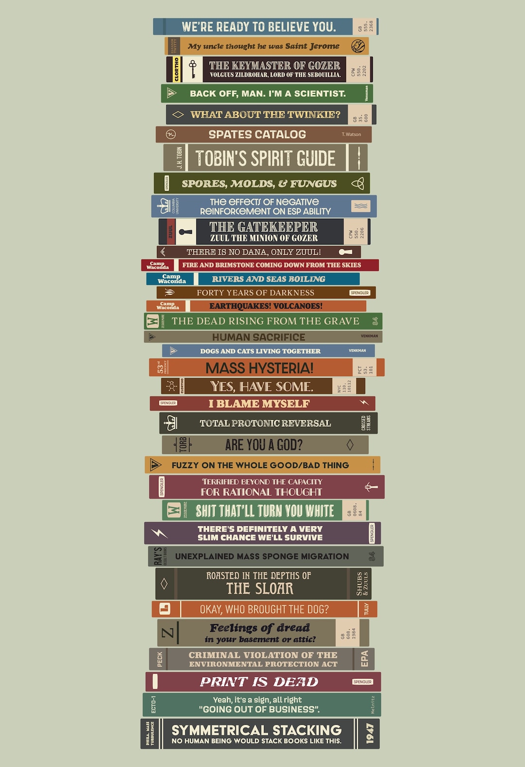 Ghostbusters Quote Book Stack 8x10, 11x17, or 13x19 Poster Etsy
