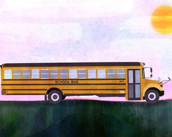 Customize School Bus Children's Poster Custom (8x10, 11x17, or 13x19) nursery, add name, Room