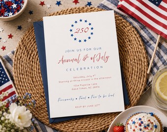 250th America Birthday Invitation | Patriotic 4th of July Party Template (Digital Download)