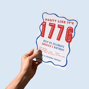 Party Like 1776 Patriotic Invitation | 4th of July BBQ Invite (Digital Download) image 3