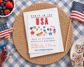 4th of July Invitation | Patriotic Party, USA Theme (Digital Download)