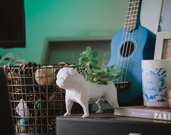 Pug Planter Modern, Pug Gift Idea, Pug Loss Memorial, Pug Decor, Pug Pot, Pug Mom, Dog Succulent Planter, Cute Funny Pug, Succulent Planter