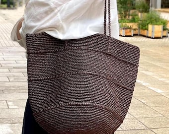 PDF downloadable crochet raffia beach tote bag pattern