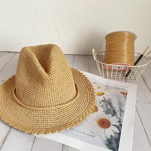 Crochet Raffia Fedora Panama Sun Hat Pattern