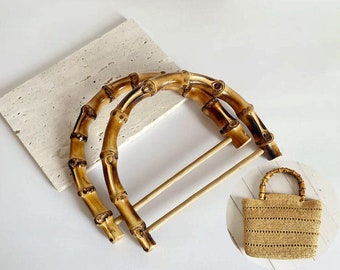 A Pair of Bamboo Handle Handcraft Material for Handbag purse