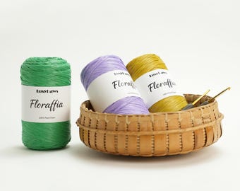 100% Plant Fiber Raffia Yarn for Hats and Bags, Eco-Friendly Crochet Crafting