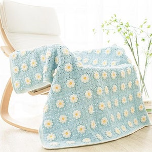 CROCHET Blanket Pattern,flower blanket,Marguerite Daisy Blanket,home decoration blanket image 2