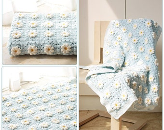 CROCHET Blanket Pattern,flower blanket,Marguerite Daisy Blanket,home decoration blanket