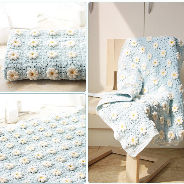 CROCHET Blanket Pattern,flower blanket,Marguerite Daisy Blanket,home decoration blanket