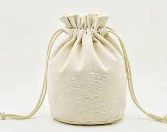 Natural Canvas Drawstring Pouches, Reusable Storage Bags, Gift Packaging (6x9 inches)