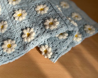 CROCHET KIT daisy blanket kit, Marguerite Daisy Blanket kit,floral blanket kit,5 PLY cotton yarn kit