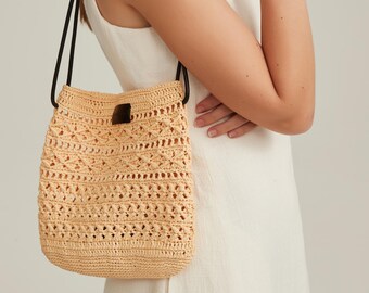 Crochet Raffia Crossbody Bag