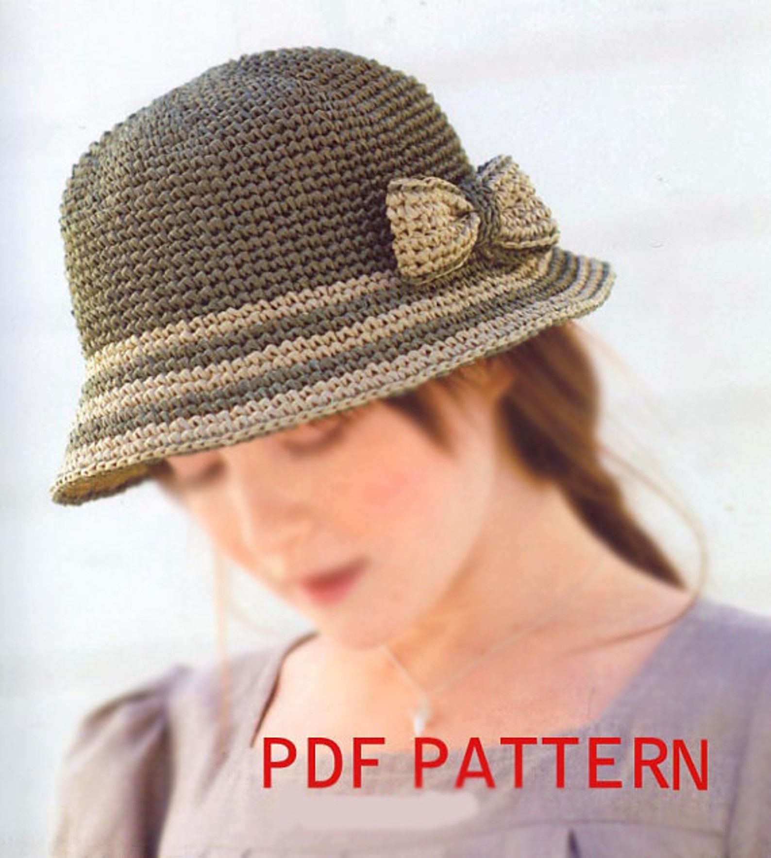 Pdf download crochet pattern raffia straw summer sun hat Etsy