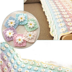 CROCHET Blanket Pattern,flower blanket,Marguerite Daisy Blanket,home decoration blanket image 7