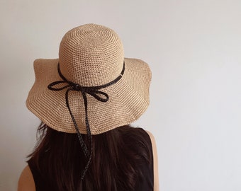 H006-Crochet Raffia Sun Hat Pattern with Bow (PDF Pattern)