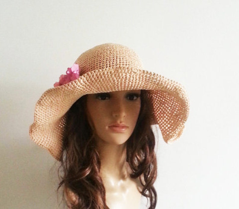 Crocheted straw sun hatfloppy sun hat in nature big wide Etsy