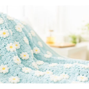 CROCHET Blanket Pattern,flower blanket,Marguerite Daisy Blanket,home decoration blanket image 4