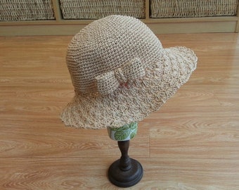 download pdf pattern of hat, crochet lace brim sun hat pattern