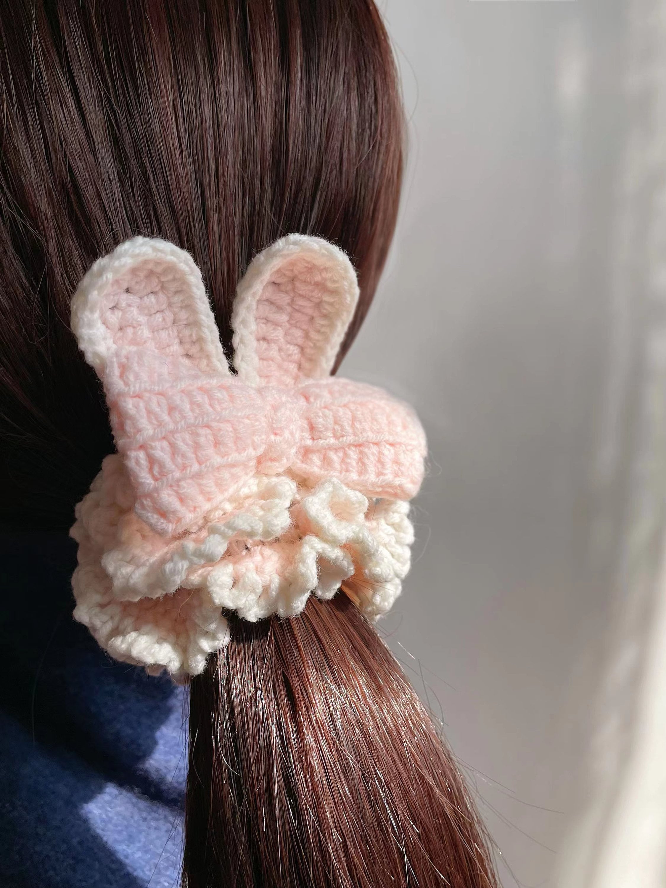 20 Crochet Scrunchies with Cherries, Ruffles, Shells, and Stars 19 Crochet Bunny Ears Scrunchie Pattern