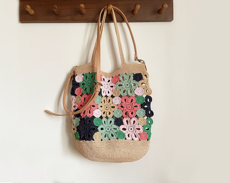 crochet flower pieces floral crossbody bag pattern image 1