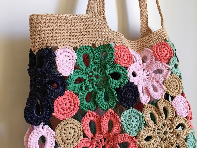 crochet flower pieces floral crossbody bag pattern image 3