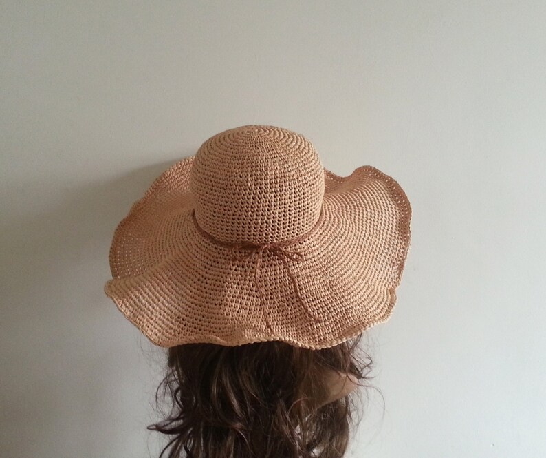 Crocheted straw sun hatfloppy sun hat in nature big wide Etsy