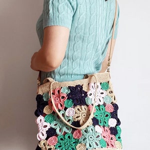 crochet flower pieces floral crossbody bag pattern image 2