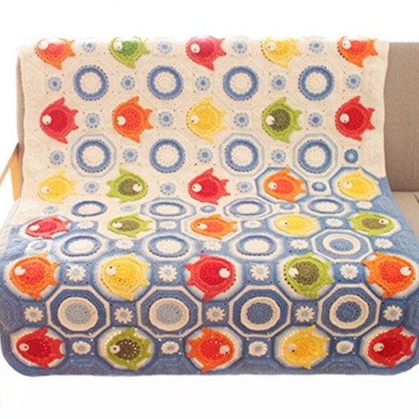 PDF download CROCHET Blanket Pattern,Fish World  Blanket pattern,new baby blanket,animal blanket pattern