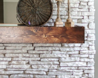 TheOne#1 Fireplace Mantel Rustic Distressed Floating Beam Shelf Aged Oak (FREE SHIPPING)