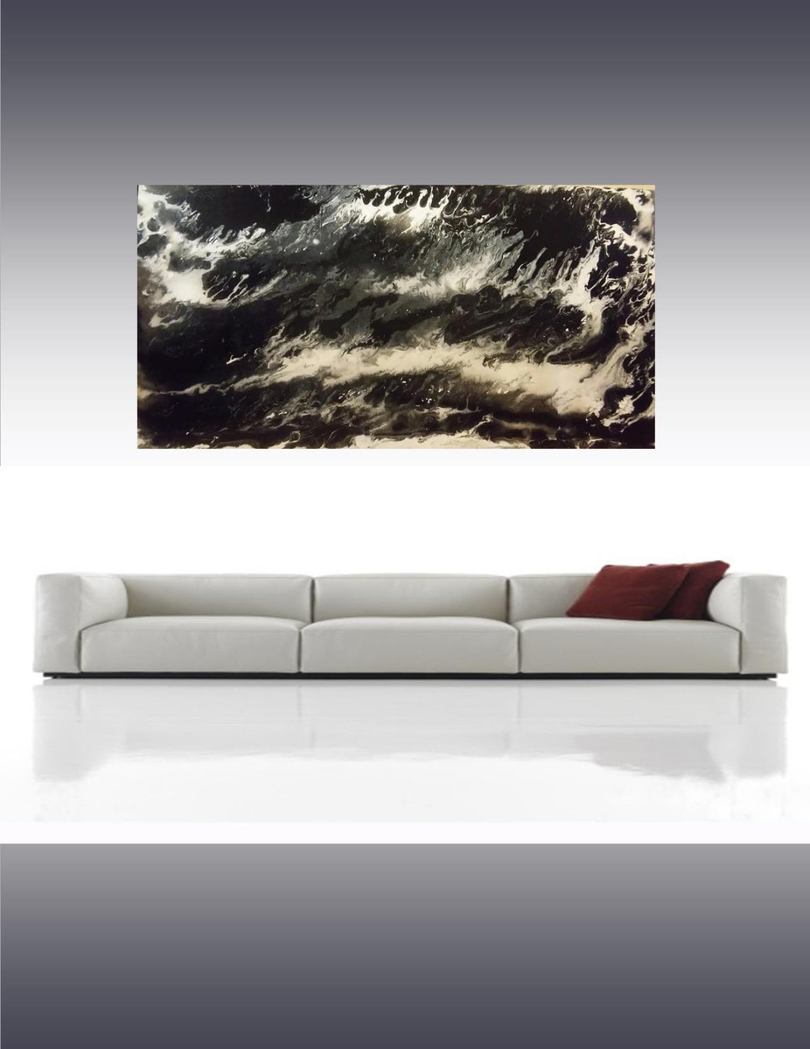 Abstract Acrylic Painting in Black and White Large 48 Inches Etsy