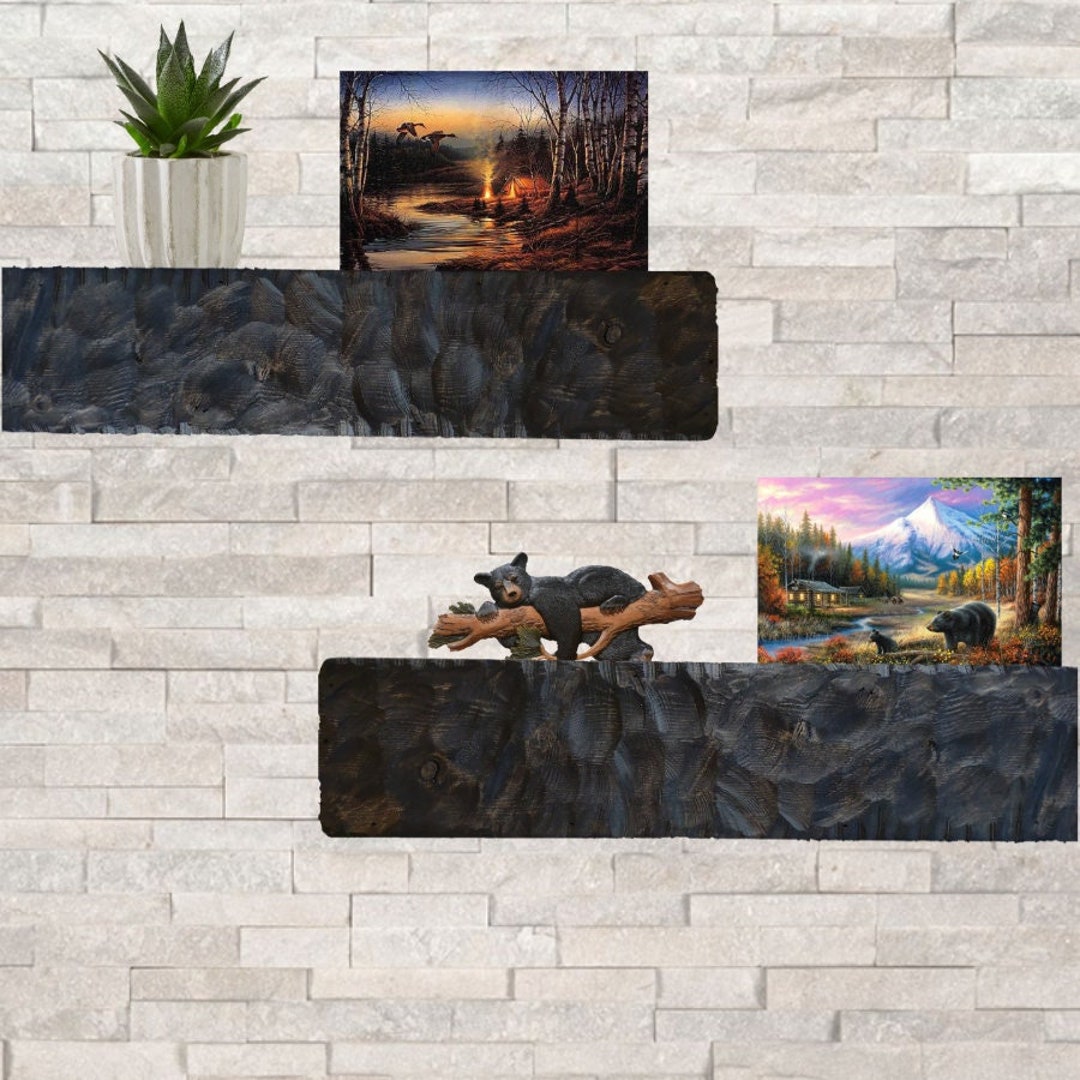 Floating Shelf Distressed Wood Beam With Our EZ Hang Quick Mount