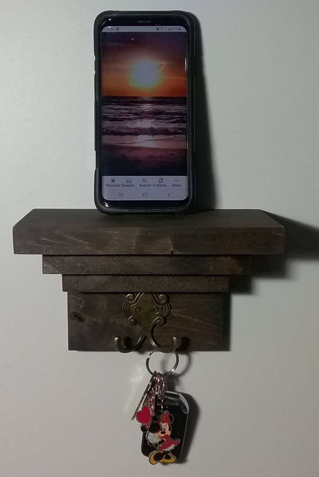 The One Floating Cell Phone Wall Mounted Wood Shelf With Etsy