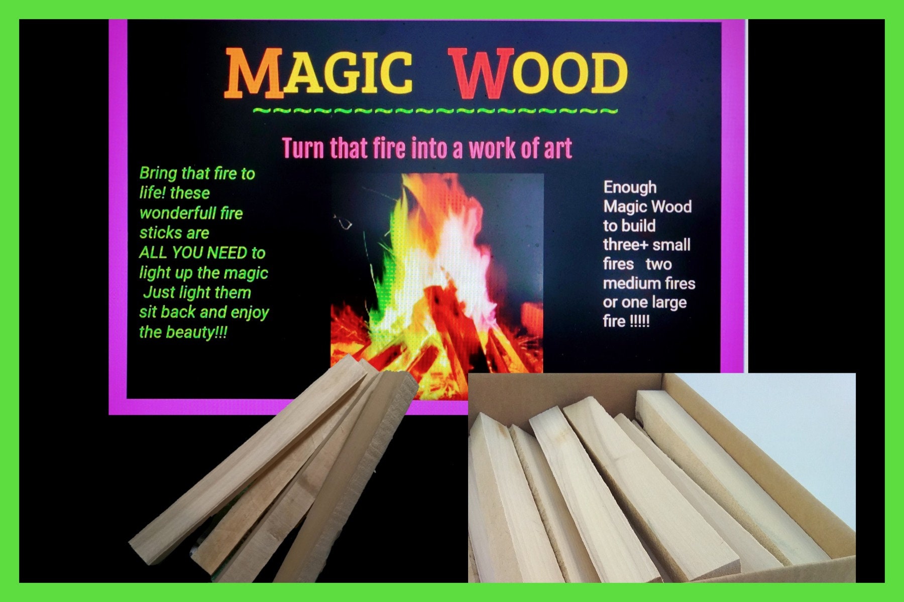 Indoor & Outdoor Creates Vibrant Transform Any Wood Burning Fire into Neon Colored Fire Rainbow Colored Flames Box of 25 Holiday Flames 