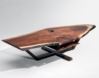 Iroquois Coffee Table, live edge table, walnut live edge