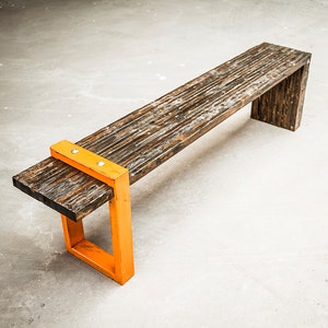 Industrial Bench, St. Aubin Bench, handcrafted vintage bench image 1