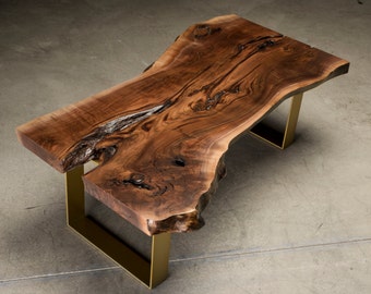 Live Edge Coffee Table, Fremont Table, Walnut Slab Coffee Table