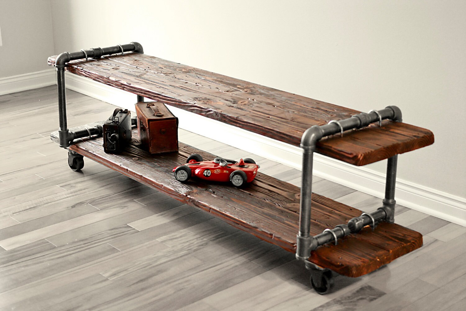 Vintage Industrial Cast Iron Pipe Table TV Stand Etsy UK