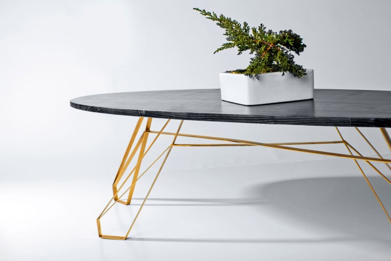 Mid century Style Oval Coffee Table Etsy