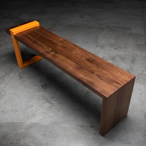 Kirby Bench, industrial, modern bench, walnut crafted bench image 3