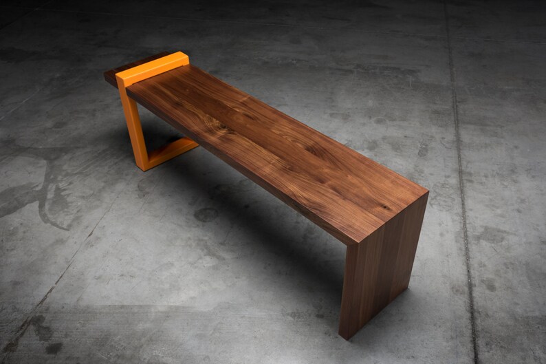 Kirby Bench, industrial, modern bench, walnut crafted bench image 3