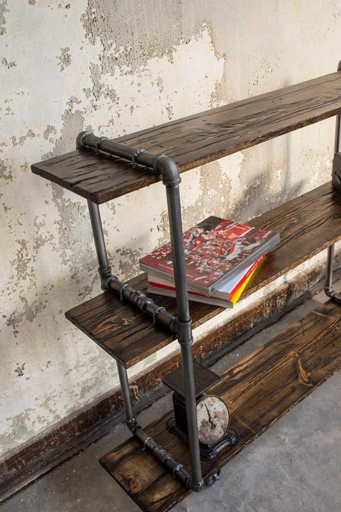 Vintage Industrial Cast Iron Pipe Shelving Unit Etsy