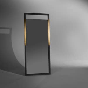 Black Ash wood Standing Mirror with Brass Inlay &quot;Broadway StandingMirror&quot;