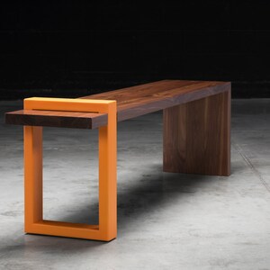 Kirby Bench, industrial, modern bench, walnut crafted bench image 2