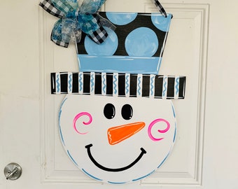 Snowman front door hanger, Christmas front door hanger, Winter front door hanger