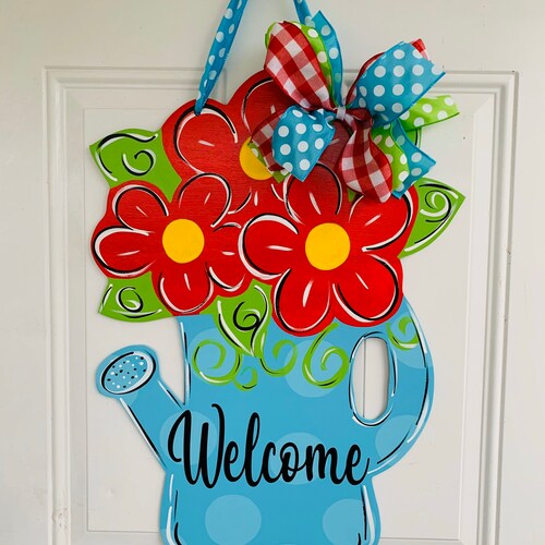 Flower Door Hanger Spring Door Hanger Summer Door Hanger Etsy