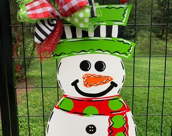 Snowman Christmas door hanger, Snowman door hanger, Christmas door hanger