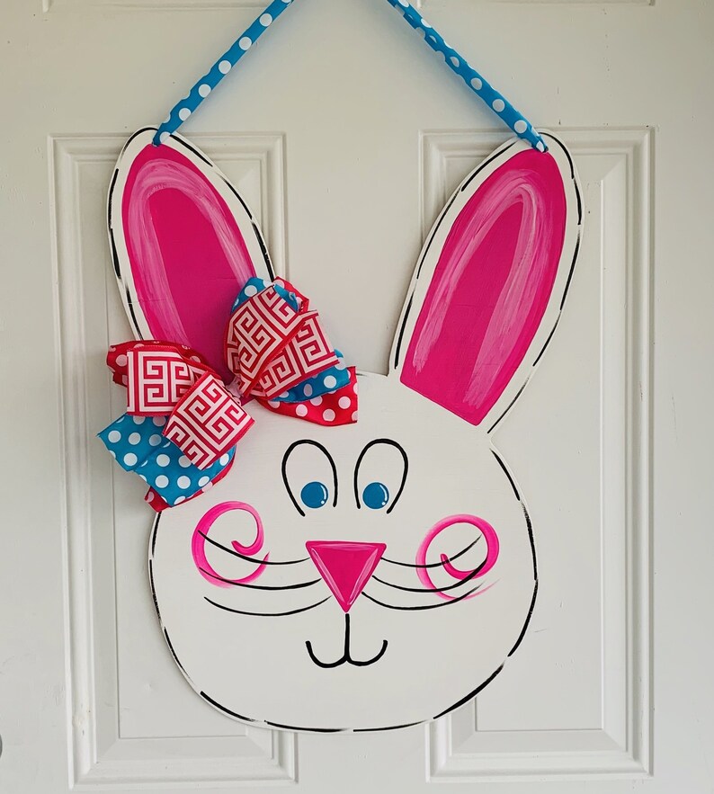 Easter Bunny Door Hanger Easter Door Hanger Easter Wreath Etsy