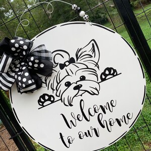 Yorkie front door hanger, dog door hanger, front door hanger image 5